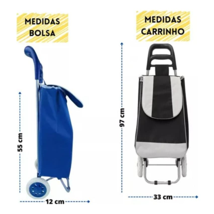 Carrinho Feira Dobrável Reforçado 30kg Supermercado - 2