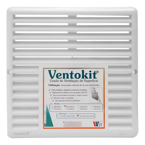 Grade/grelha De Ventilação 19x19 C/ Tela Anti-inseto Cor:Branco - 1