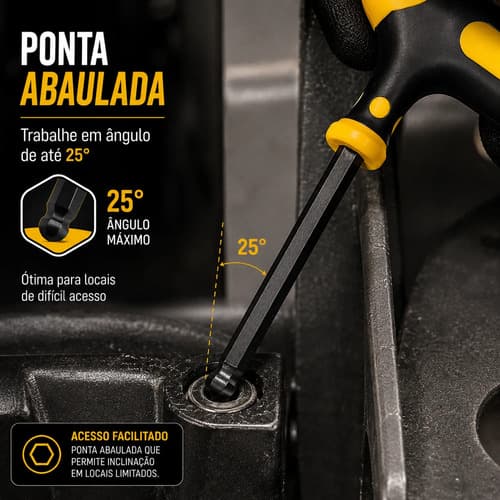 Kit Chaves Allen T Abauladas Profissional 9 Peças Vonder - 3