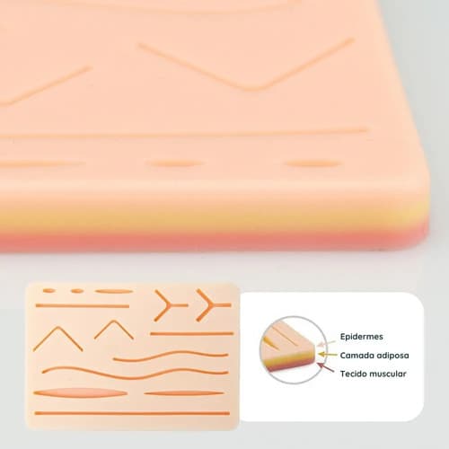 Pele Simulador De Sutura Silicone 3 Camadas Pele De Sutura Almofada Para Treinamento Cirúrgica De Operação De Feridas Pogala - 4