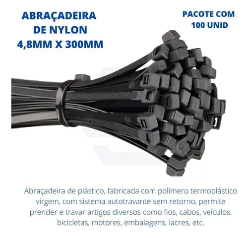 Abraçadeira De Nylon 4,8x300mm Com 100 Unidades Flex Lotus Cor Branco - 4