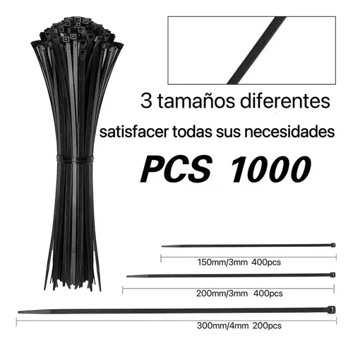 Enforca Gato Abraçadeira 3 Em 1  15,20,30cm 1000 Pcs  Preto  Preto - 2