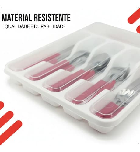 Porta Talheres Com Tampa Transparente Espaçoso Nitron Extra Grande Cor Branco Organizador Gaveta Plástico Resistente Com 6 Divisões Ideal Talheres Utensílios Cozinha Moderna - 7