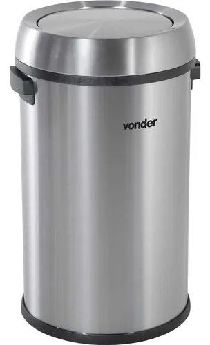 Lixeira Redonda Inox 65 Litros Tampa Basculante Vonder Cinza (inox) - 1