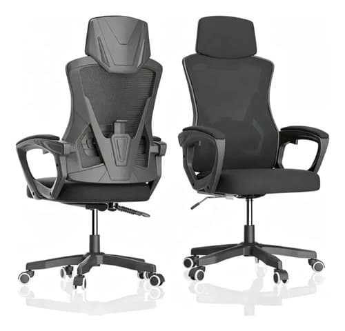 Cadeiras Escritório Ergonômicas Suporte Lombar Mesh E 300kg Preto Algodão - 1