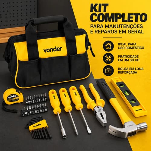 Kit Ferramentas 36 Peças Vonder Manutenção Reparo Bolsa Lona Amarelo E Preto - 2