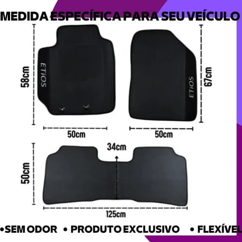 Tapete Compatível Com Etios Sedan 2010 Até 2023 Premium Preto - 3