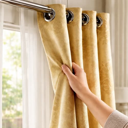 Cortina Jacquard Sala E Quarto Semi Blackout 270x230 Dourado - 2