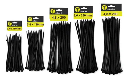 Kit 500 Fita Hellerman Cinta Plástica Enforca Gato 5 Tamanho Preto - 1