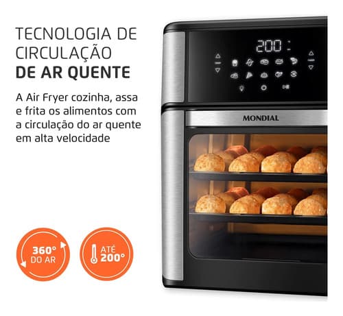 Fritadeira Air Fryer Forno Oven 12l, Mondial, 2000w - Afon-12l-bi - 5