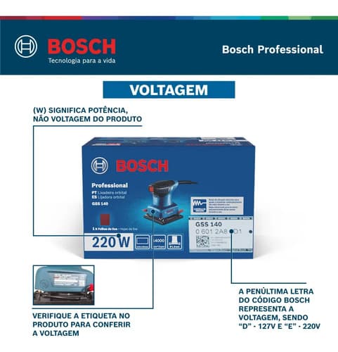 Lixadeira Profissional Orbital Bosch Professional Gss 140 Azul 220v - 2
