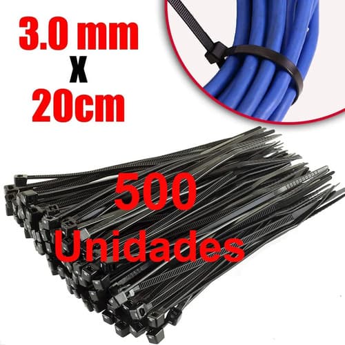 500un Presilha Enforca Gato Nylon Abraçadeira Fita 3x200mm Preto - 5