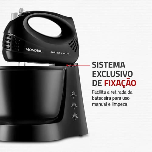 Batedeira Prática Mondial Preto 400w B-44-b 220v - 5