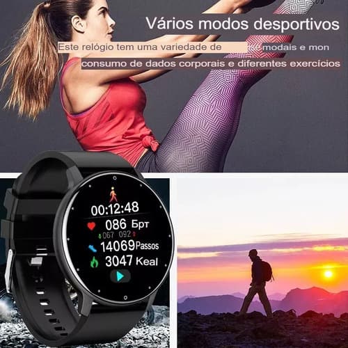 Smartwatch Bluetooth Relógio Resistente À Água Inteligente Preto Lisa - 3