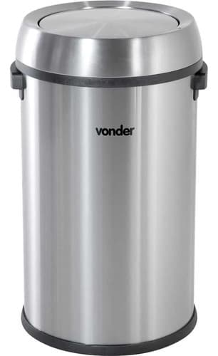 Lixeira Redonda Inox 65 Litros Tampa Basculante Vonder Cinza (inox) - 2