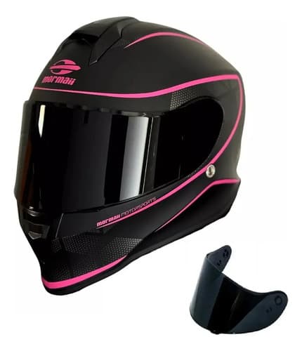 Capacete Mormaii M1 Classic Preto Fosco Rosa + Viseira Fumê Rosa Liso Fosco 53/54 - 2