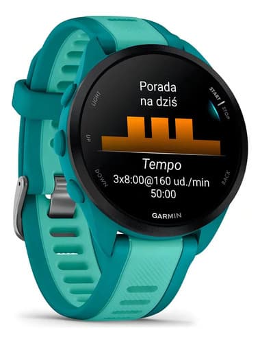 Relógio Garmin Forerunner 165 Music Amoled Turquoise 43 Mm C Caixa Azul-turquesa Pulseira Azul-turquesa Bisel Preto Desenho Da Pulseira Mesh (novo Com Caixa Aberta) Esportivo - 4