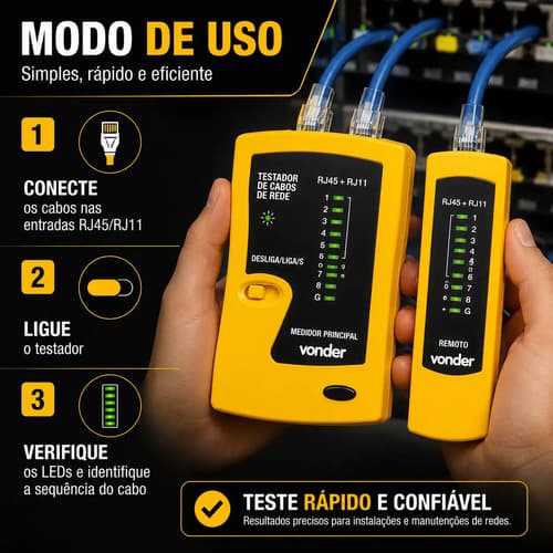 Testador De Cabo Rj45 Rj11 Rj12 Continuidade Par Trançado - 4