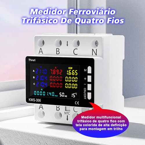 Medidor Energia Trifásico Led Digita 110v 80a Proteção 85/29ov Digital Sobretensao, Sobrecorrente Multifuncional Protecao Contra Fu Ga Teste De Temperatura 220v - 4