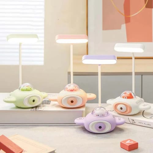 Luminária De Mesa Abajur De Quarto Infantil Usb  Lilás - 1