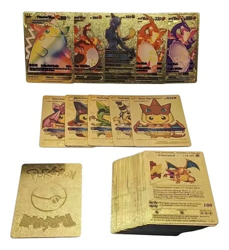 Kit 55 Cartas Pokemon Folha De Ouro Douradas Edicao Limitada - 2