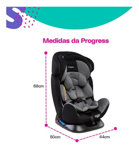 Cadeirinha Cosco Kids, Progress, 0 A 36kg, Cinza Mescla Cinza/preto - 9