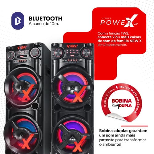 Caixa Torre De Som Amplificada 1900w Led Duplo Woofer 12 Polegadas Amvox Aca 1900 New X (novo Com Caixa Aberta) Preto 127/220v - 5