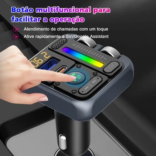 Transmissor Fm Music Turner Mt04 Cinza E Preto Hifi Tipo C + - 3