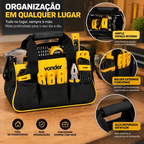 Kit Ferramentas 36 Peças Vonder Manutenção Reparo Bolsa Lona Amarelo E Preto - 6
