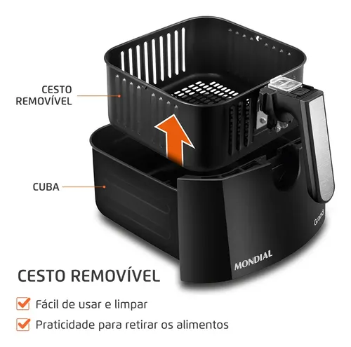 Fritadeira Air Fryer Mondial Grand Family 5 Litros Afn-50-bi Cor Preto E Inox - 4