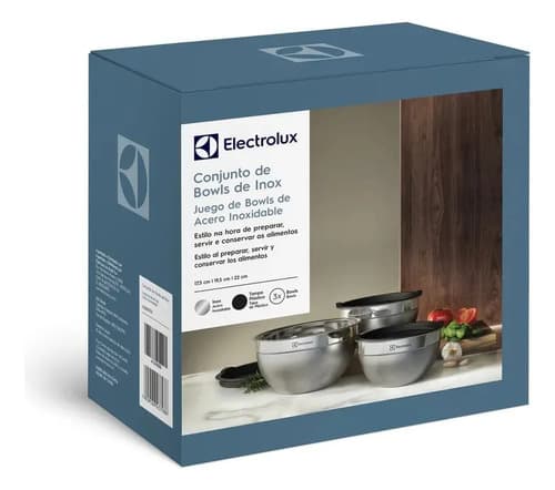 Electrolux Kit Bowls Tigelas Em Inox Com Tampa Plástica 3 Unidades Utensílios Domésticos De Cozinha - 6