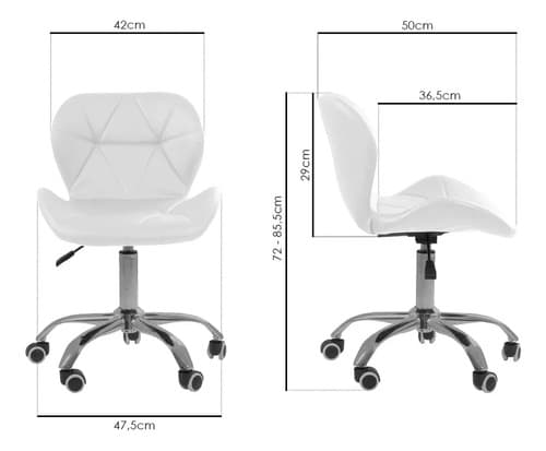 Cadeira Escritório Eiffel Slim Branco Giratória Altura Ajustável Couro Sintético - 7