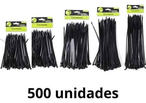 Kit 500 Fita Hellerman Cinta Plástica Enforca Gato 5 Tamanho Preto - 2