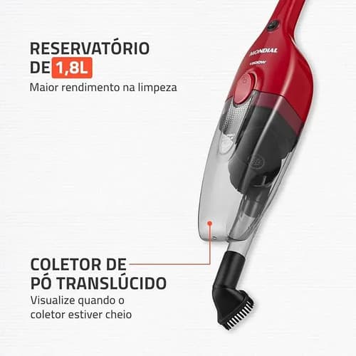 Aspirador De Pó Turbo Cycle, Mondial, 1500w - Ap-40-r Vermelho 127v - 5