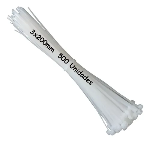 500un Presilha Enforca Gato Nylon Abraçadeira Fita 3x200mm Preto - 12