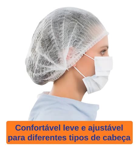 Touca Descartável Tnt Sanfonada C/ Elástico Medix 100un Cor Branco - 5