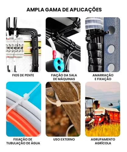 Kit Abraçadeiras Nylon  4,8 X 300mm ( Caixa C/ 10.000 Unid ) Branco - 9