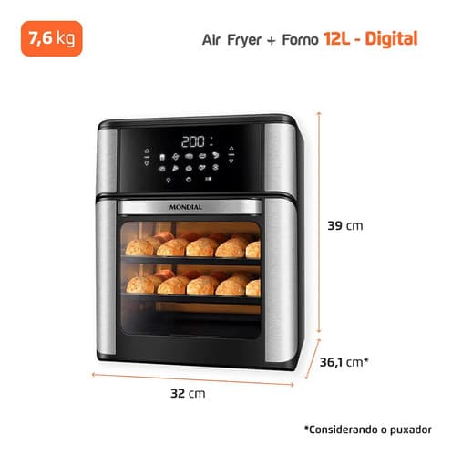 Fritadeira Air Fryer Forno Oven 12l, Mondial, 2000w - Afon-12l-bi - 9