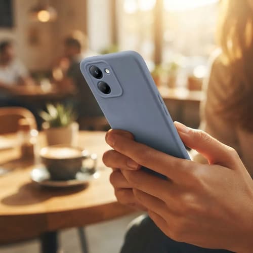 Capa Silicone Aveludada Compatível Moto G06 Cinza / Azul Acinzentado - 2