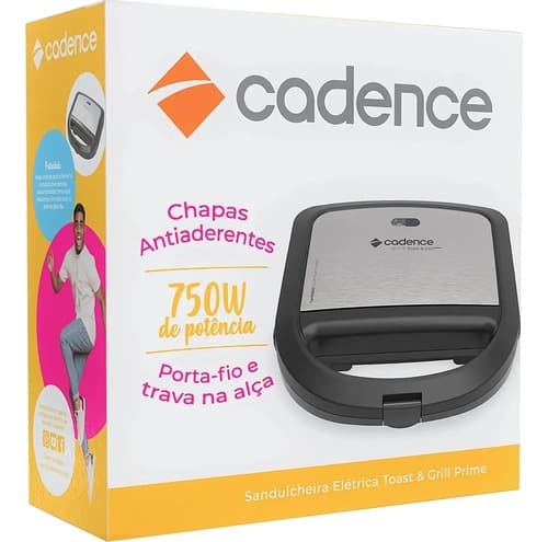 Sanduicheira Elétrica Portátil Chapas Antiaderentes Toast & Grill San615 750w Cadence Saudável Prático Sem Óleo Cor Preto 220v - 7