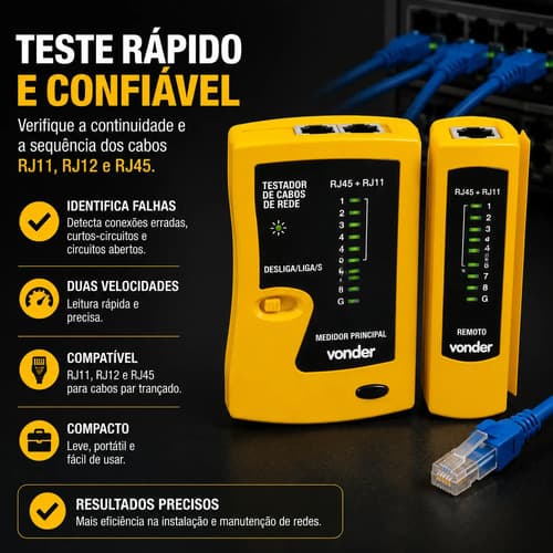 Testador De Cabo Rj45 Rj11 Rj12 Continuidade Par Trançado - 2