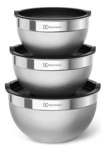 Electrolux Kit Bowls Tigelas Em Inox Com Tampa Plástica 3 Unidades Utensílios Domésticos De Cozinha - 1