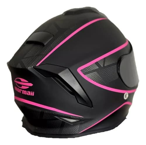 Capacete Mormaii M1 Classic Preto Fosco Rosa + Viseira Fumê Rosa Liso Fosco 53/54 - 5