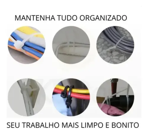 Abraçadeira Em Nylon 400mm X 5,0mm 100 Unidades Branco Branco - 4