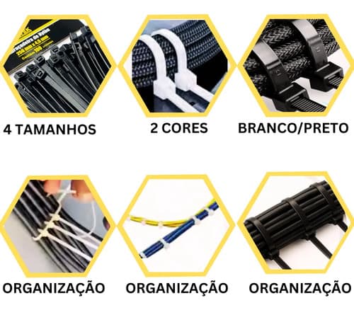 Kit 500 Abraçadeiras Nylon Enforca Gato Fita Cinta Branco Branco - 6
