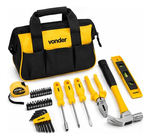 Kit Ferramentas 36 Peças Vonder Manutenção Reparo Bolsa Lona Amarelo E Preto - 1