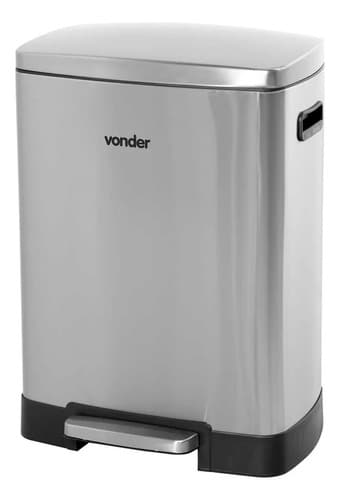 Lixeira Retangular Inox 50 Litros Com Pedal Vonder Cinza Cinza (inox) - 1
