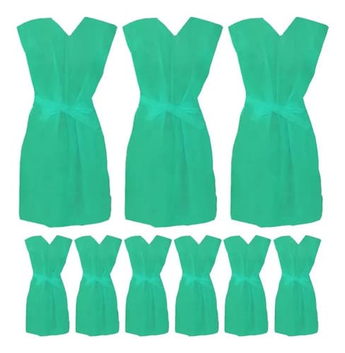 10 Avental Descartavel Verde Tnt Sem Manga 20gr Paciente - 1