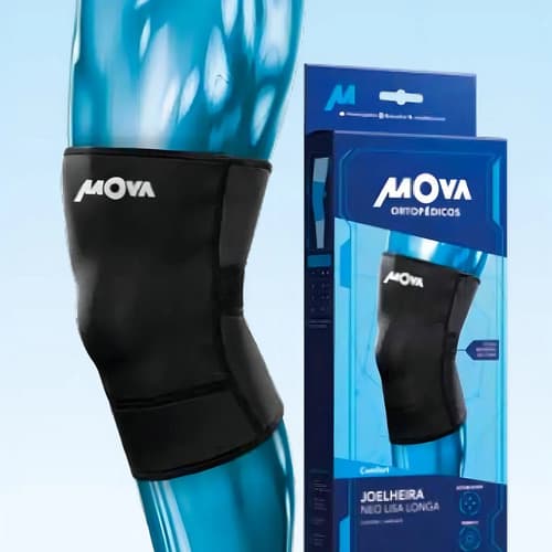 Joelheira Mova Neo Lisa Longa Confort Cor Preto Tamanho M - 4