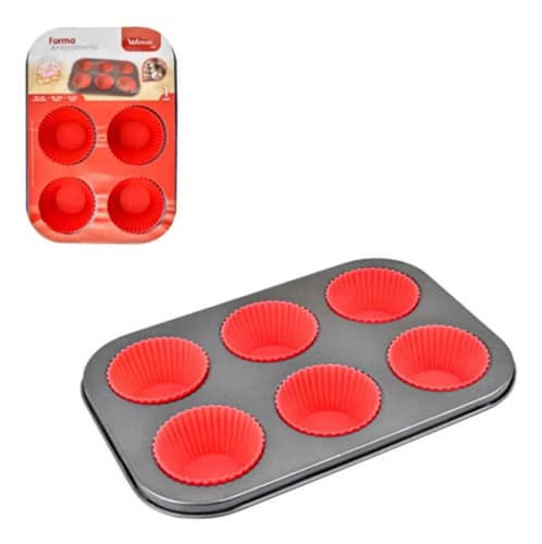 Forma Antiaderente 6 Cavidades + 6 Formas De Silicone - 1